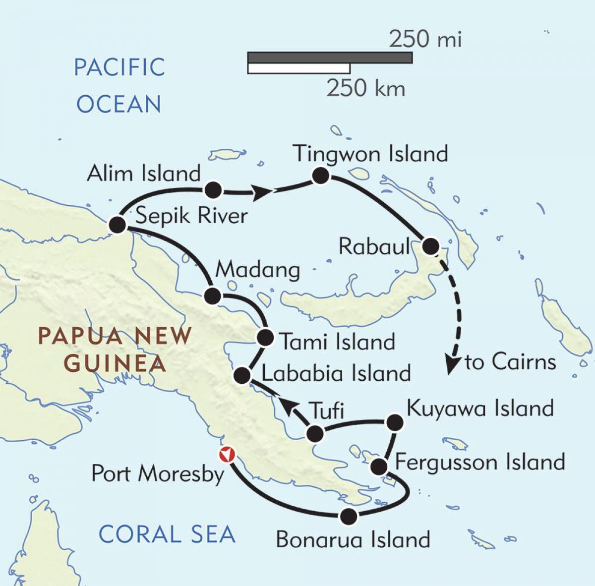 แผนที่ของ rabaul ปาปัวนิวกินี